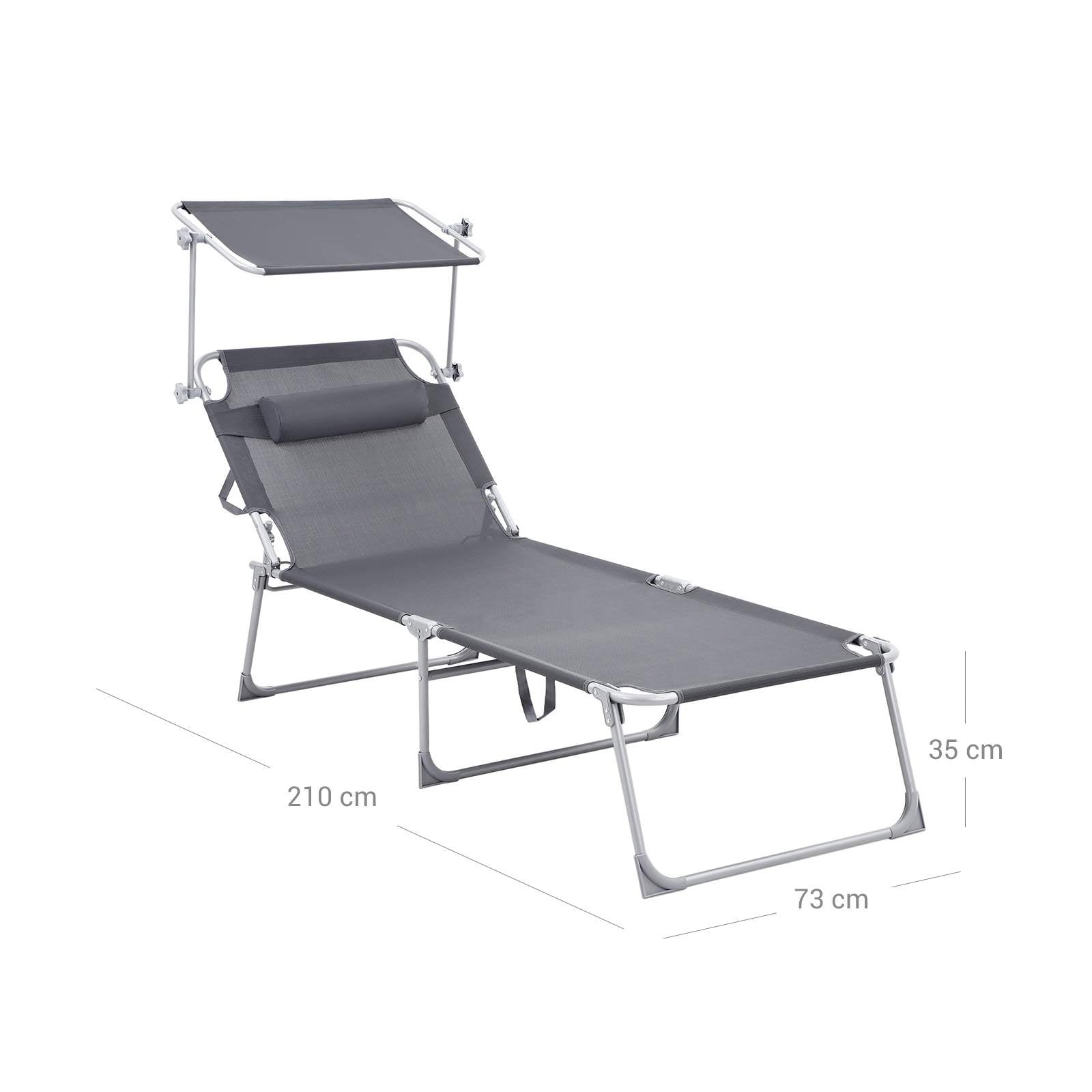 SUNTER - Lounge Bed - Lounger - With Sun Besök - Läggkapacitet på upp till 250 kg - Grå