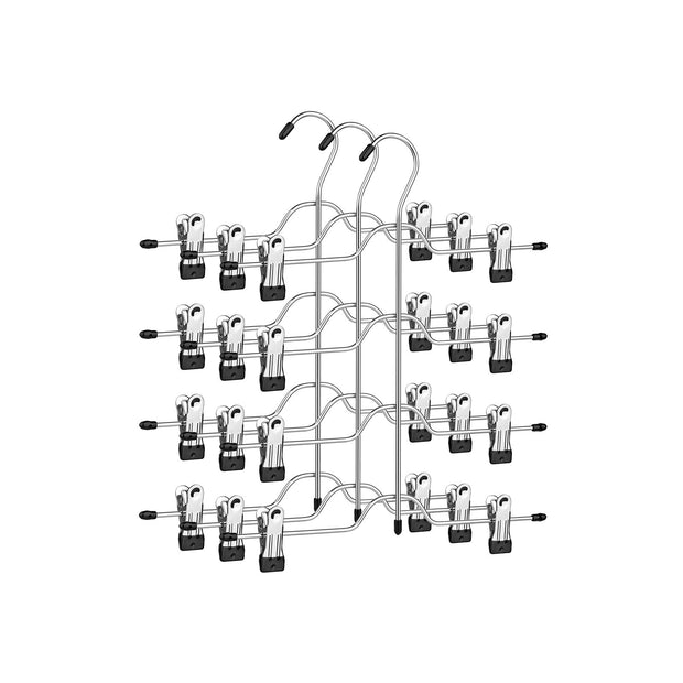 Byxhängare – Platssparande med clips – Set om 3 – Silver-svart