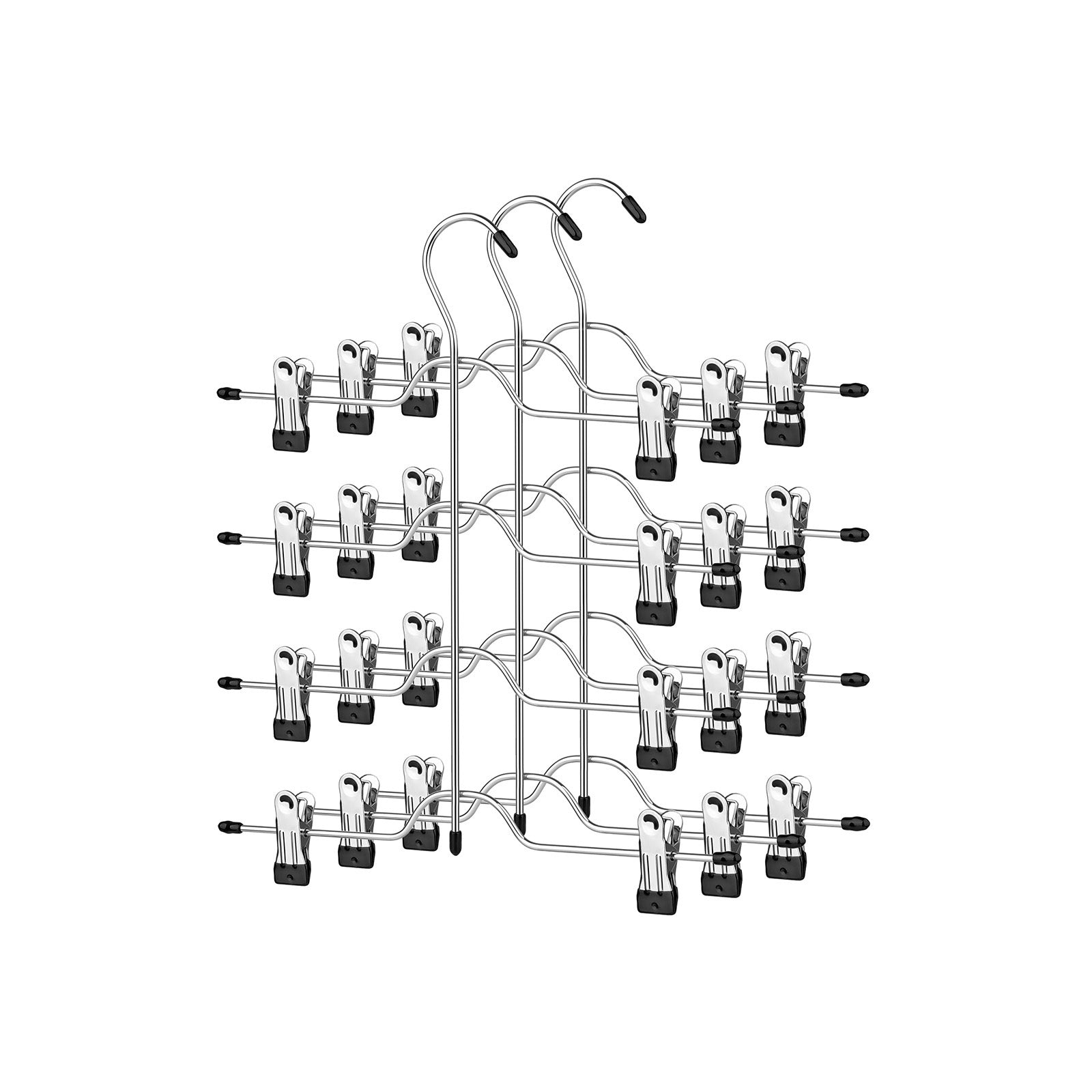 Byxhängare – Platssparande med clips – Set om 3 – Silver-svart