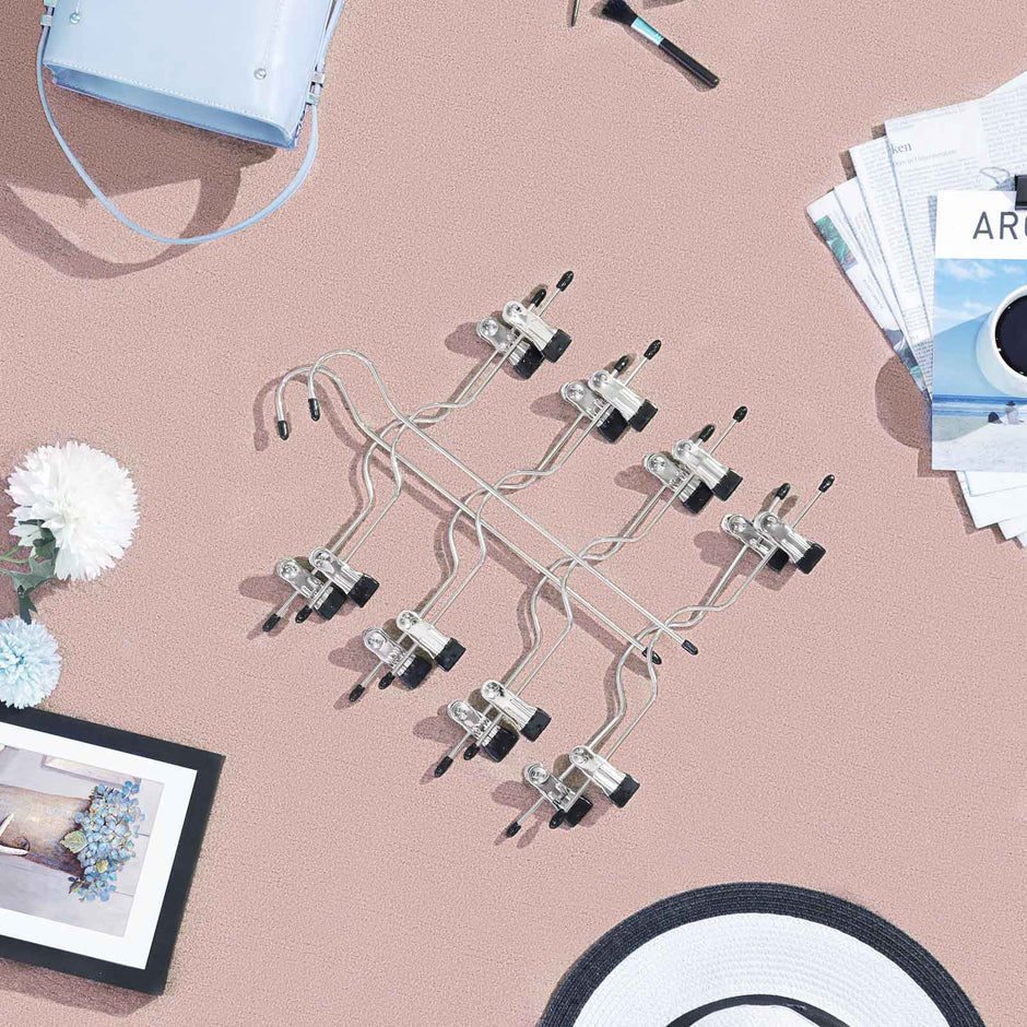 Byxhängare – Platssparande med clips – Set om 3 – Silver-svart