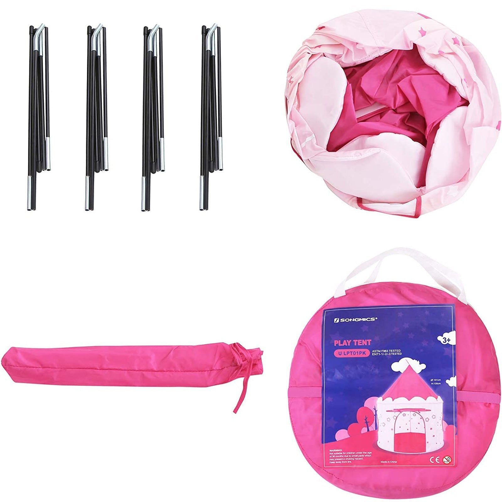 Spela tält - prinsessan tält - pop -up speelhuis - rosa