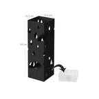 Paraplyhållare - Metal Square - Med 4 krokar och vattenuppsamlingsbink - Svart