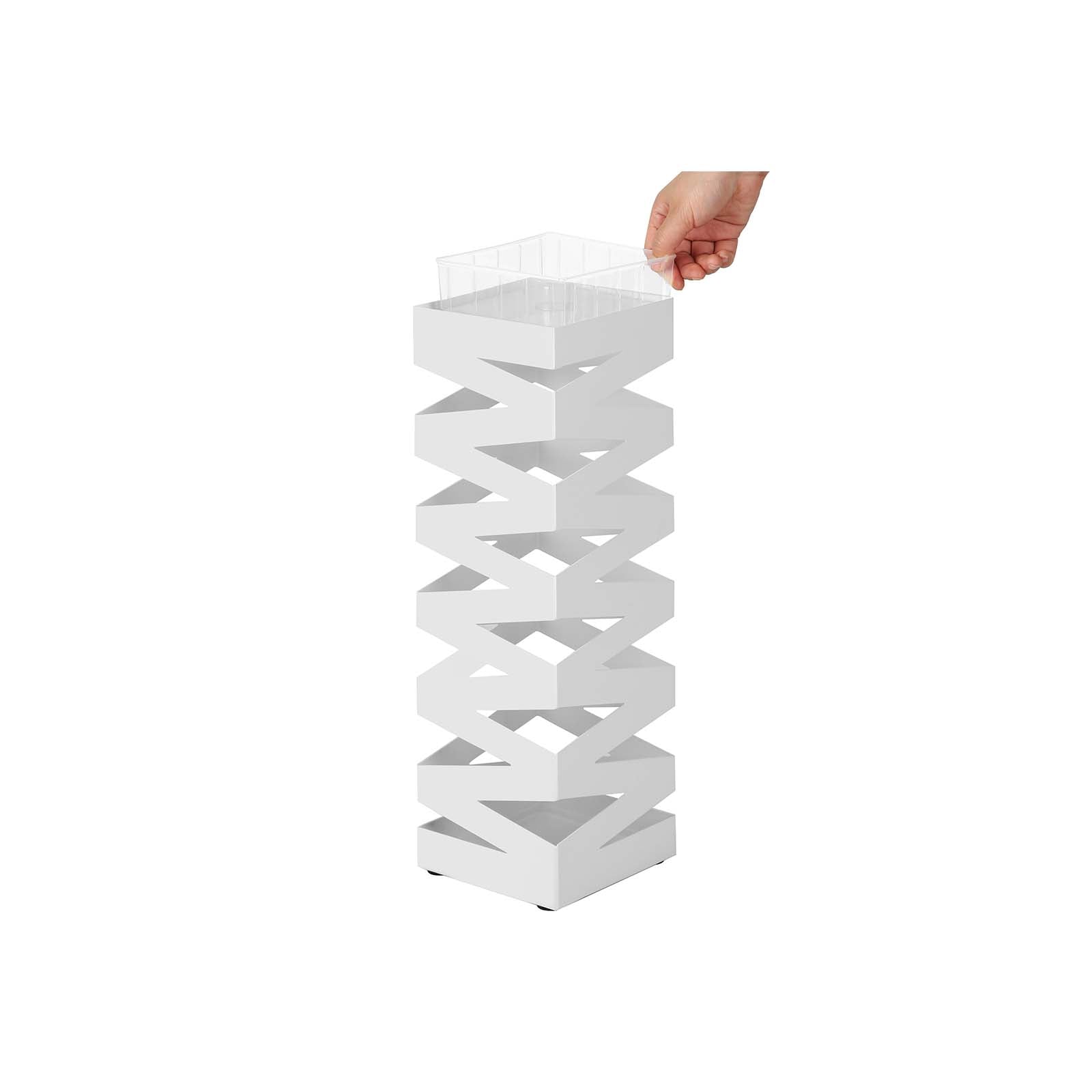 Paraplyhållare - Square Design - With Water Collection - White