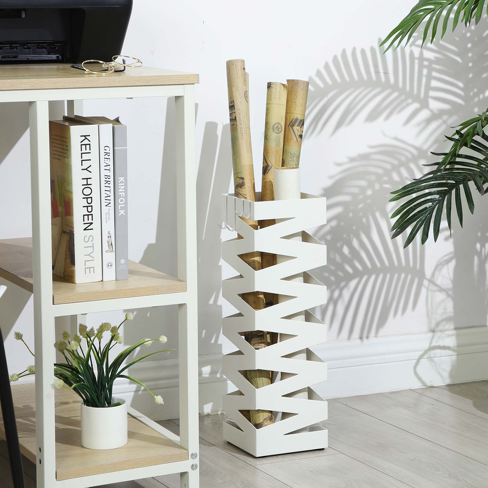 Paraplyhållare - Square Design - With Water Collection - White