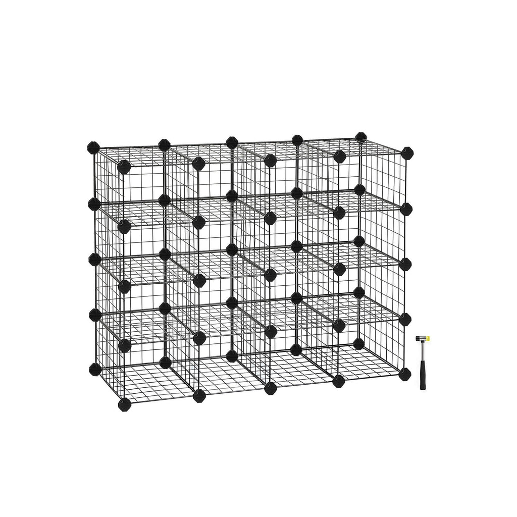 Shoe Rack - Cube skåp - 15 Metalltrådfickor - Vit
