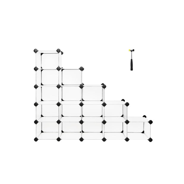 Skoställ – 15 fack – plast – vit
