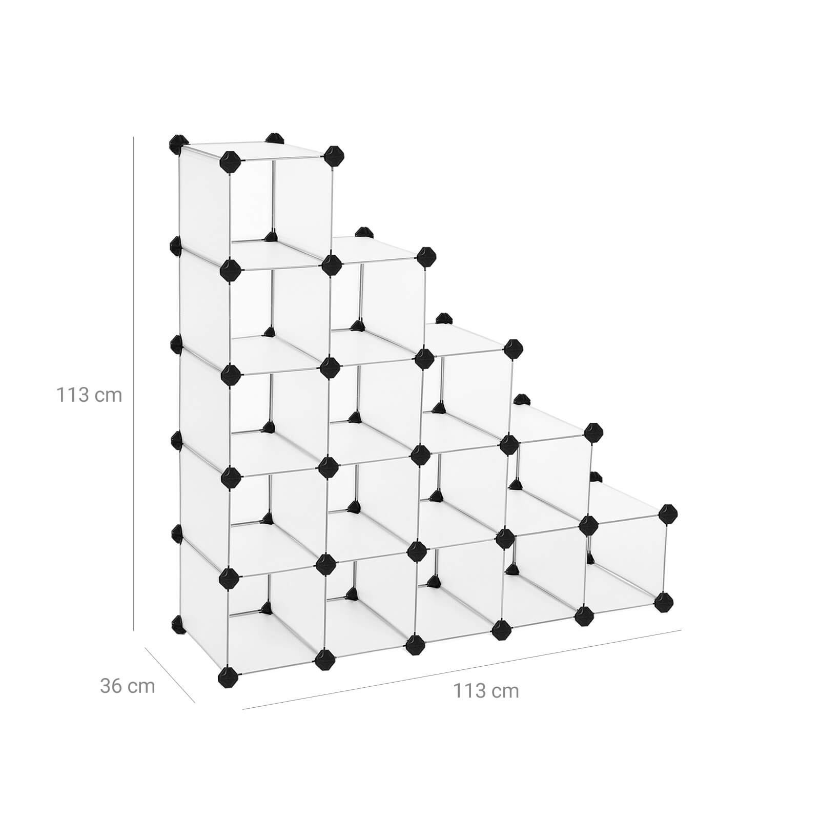 Shoe Rack - plast - med 15 fack - skoförvaring - vit