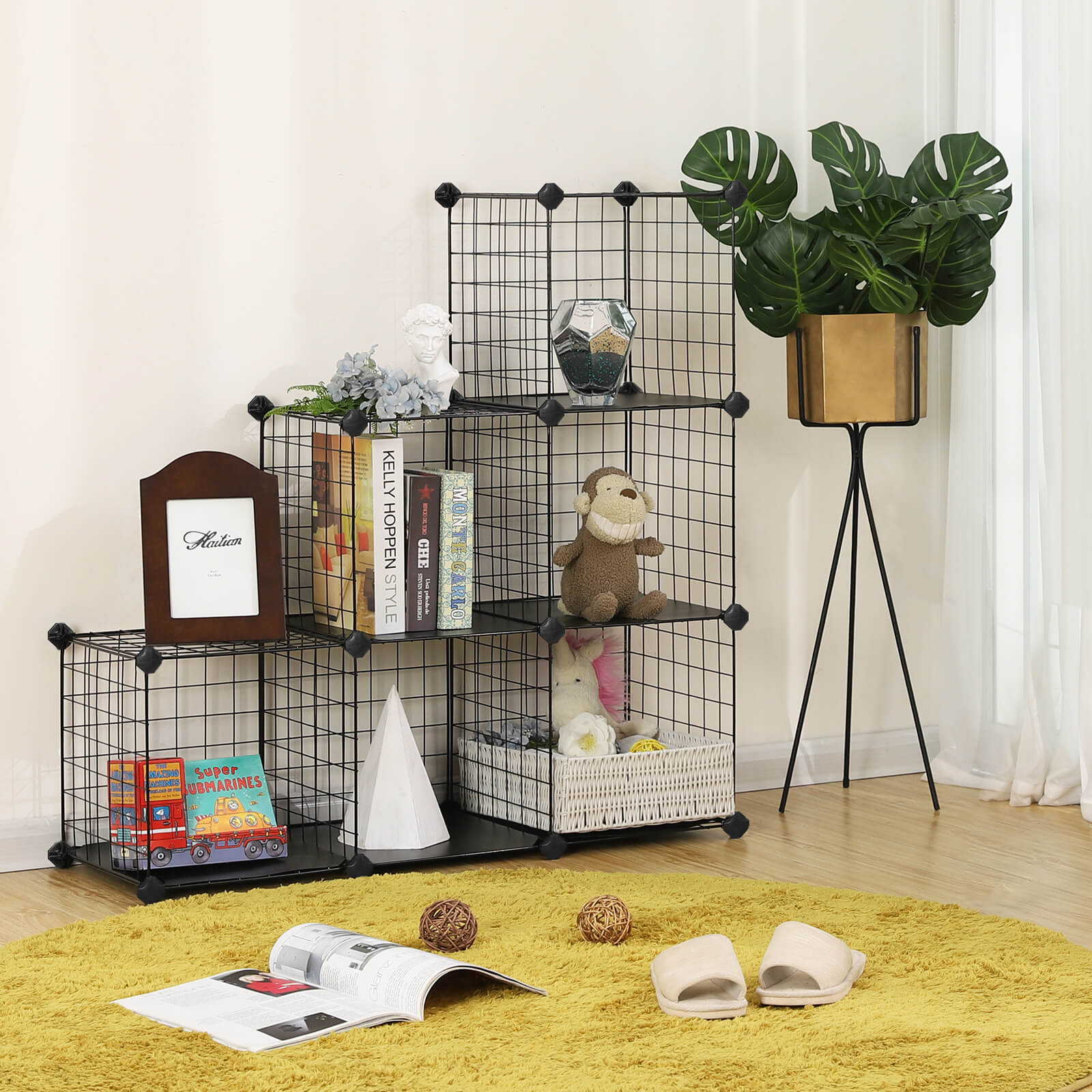 Kub skåp - garderob med 6 kuber - 63 x 31 x 93 cm - svart