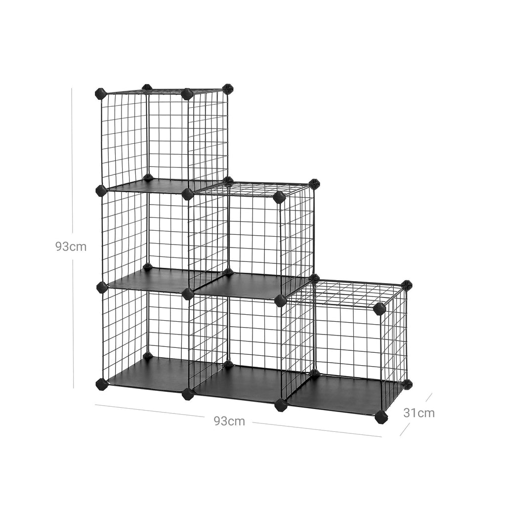 Kub skåp - garderob med 6 kuber - 63 x 31 x 93 cm - svart