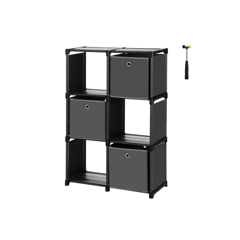 Kubskåp – Förvaringsskåp med 6 fack och 3 lådor – Svart