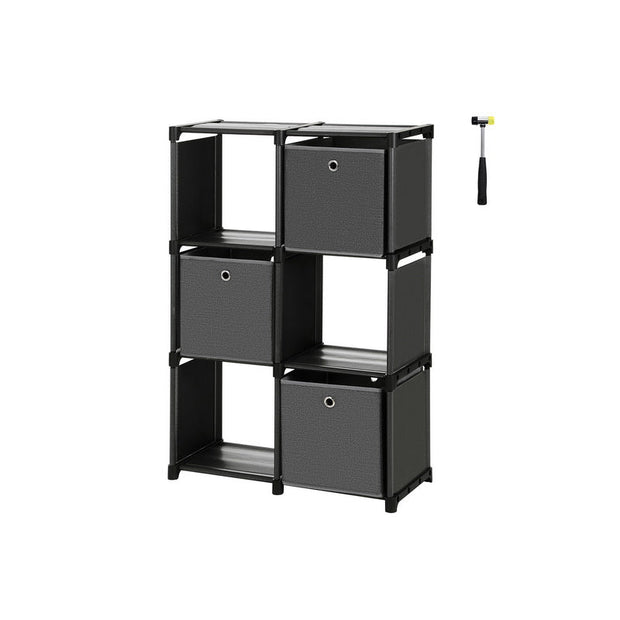Kubskåp – Förvaringsskåp med 6 fack och 3 lådor – Svart