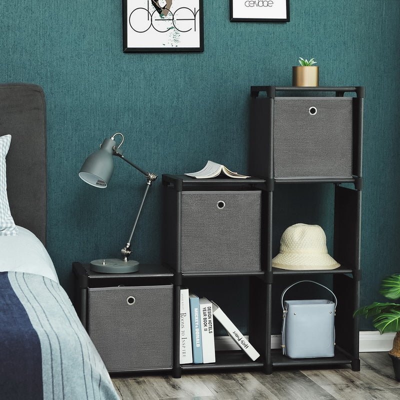 Kubskåp – Förvaringsskåp med 6 fack och 3 lådor – Svart