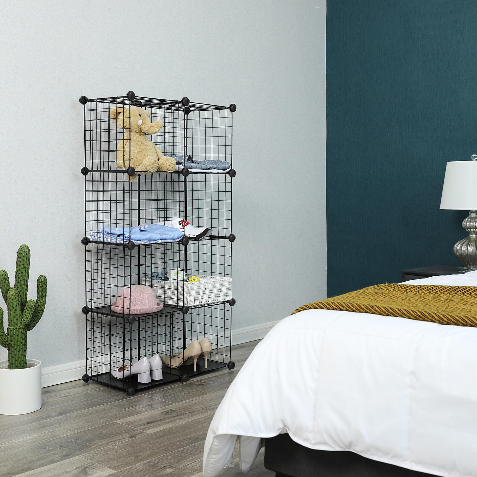 Kubskåp - Wire Mesh Plank System - förvaringsskåp - 9 fack - svart