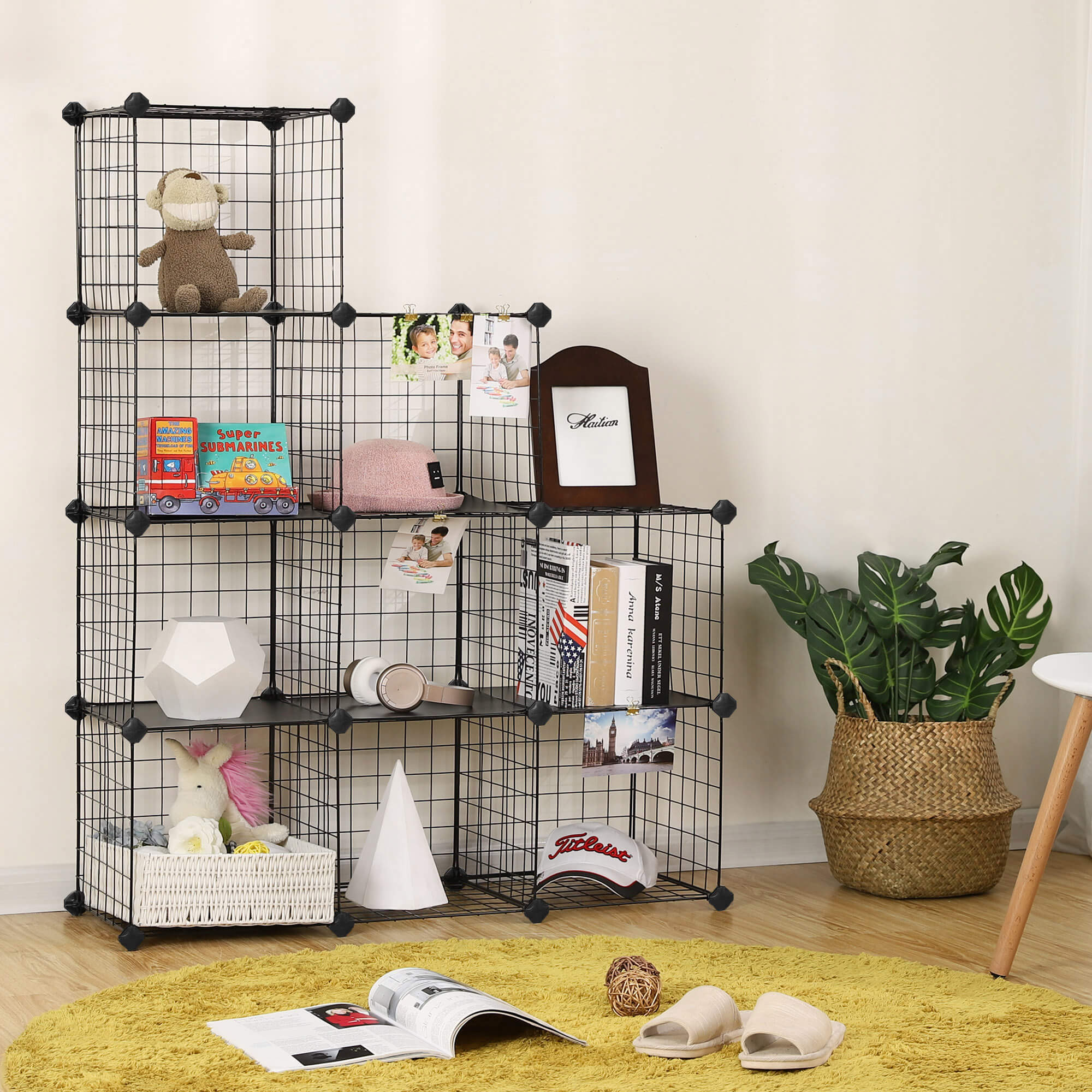Kubskåp - Wire Mesh Plank System - förvaringsskåp - 9 fack - svart