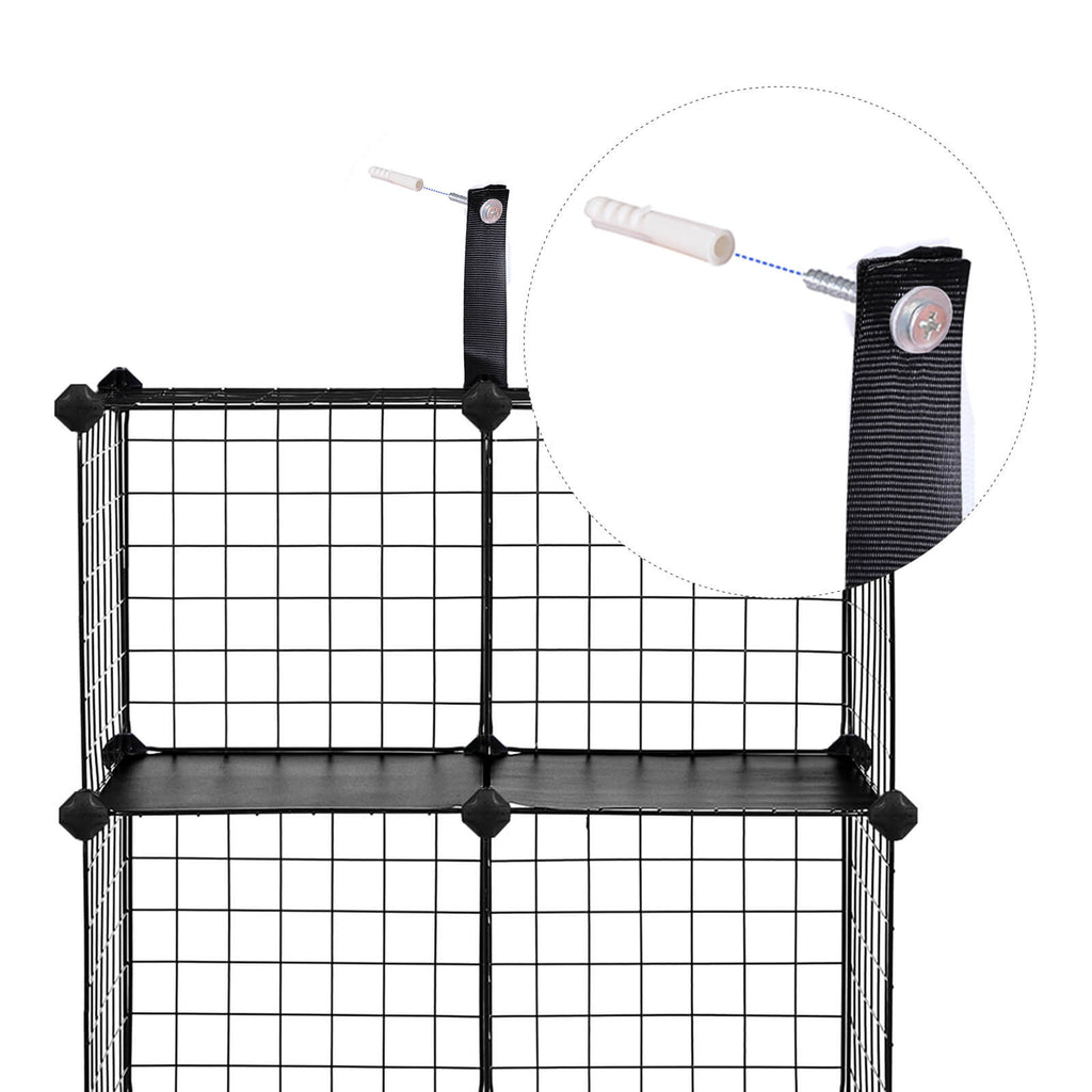 Kubskåp - Wire Mesh Plank System - förvaringsskåp - 9 fack - svart