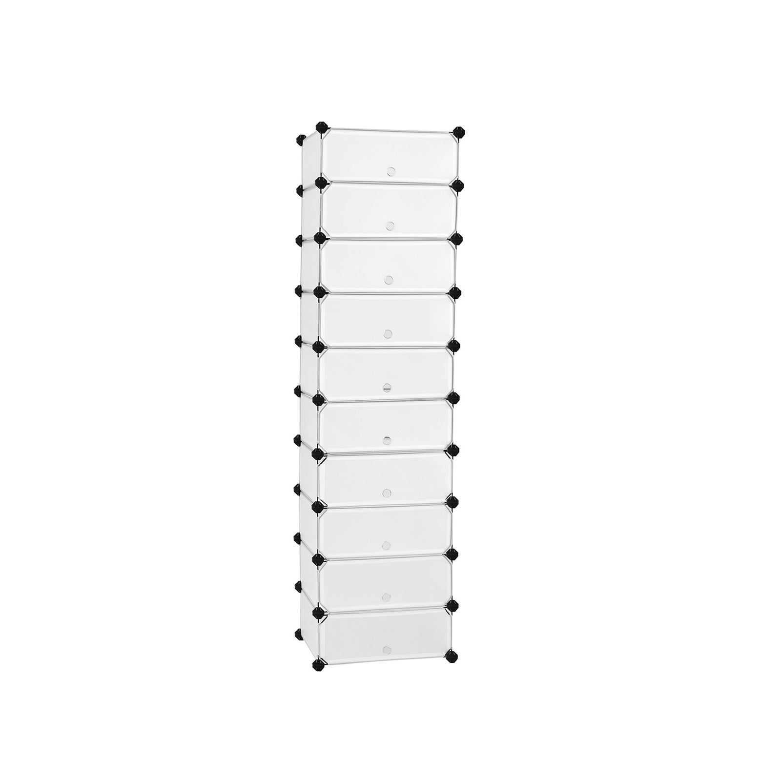 Shoe Rack - Hook -up Cupboard - Plastic - 10 Fack - With Doors - White