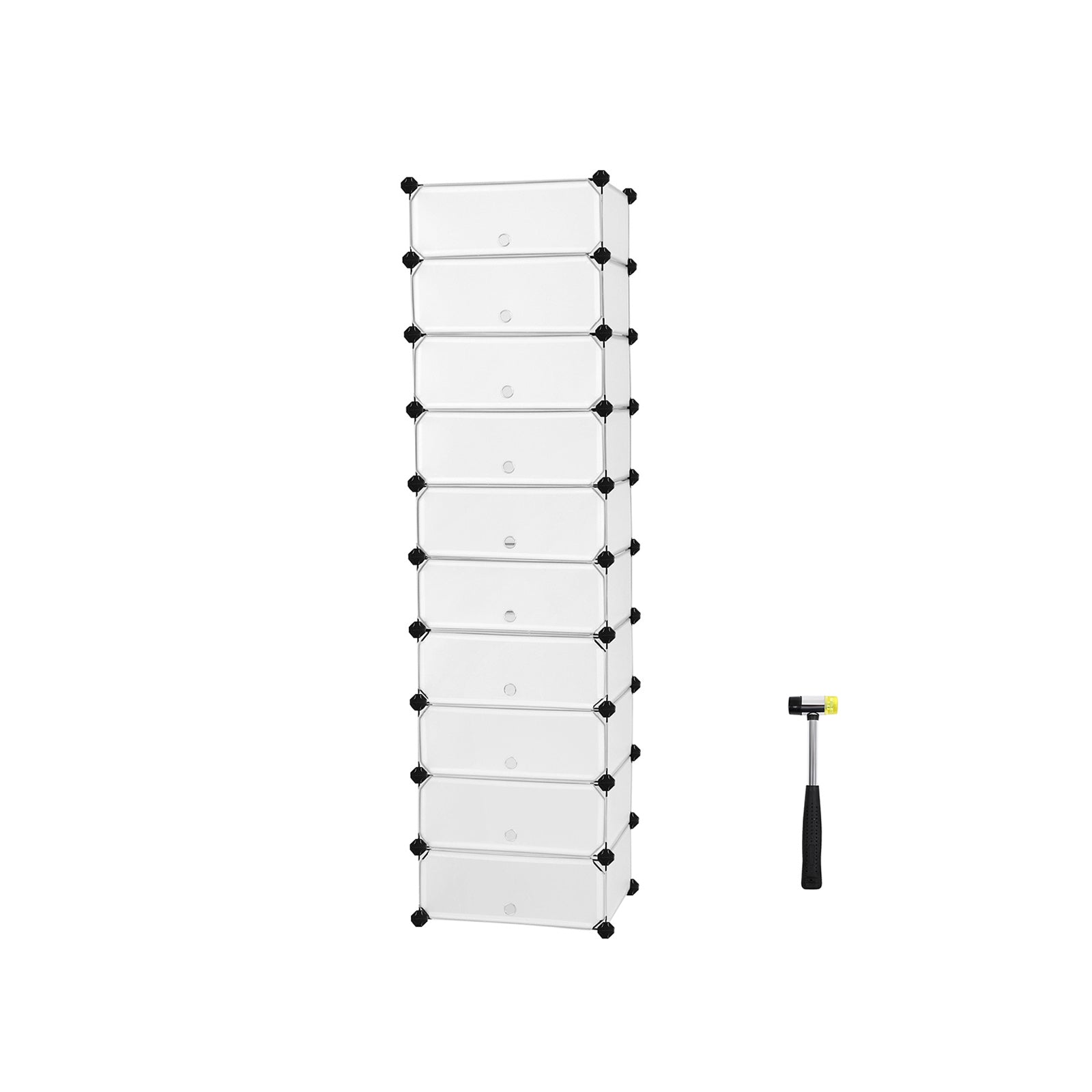 Shoe Rack - Hook -up Cupboard - Plastic - 10 Fack - With Doors - White