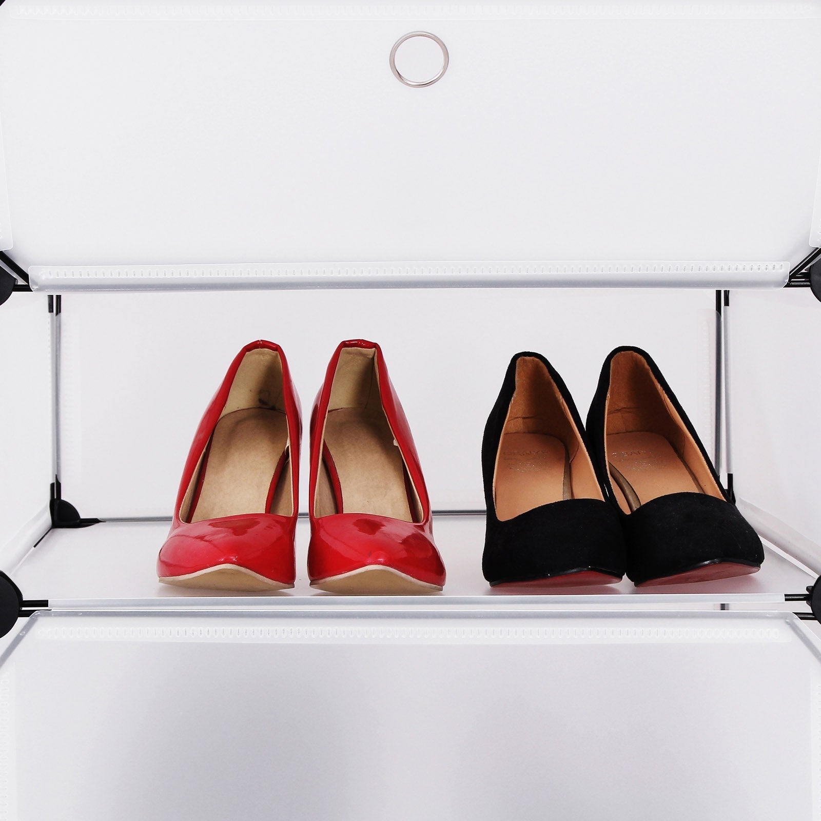 Shoe Rack - Hook -up Cupboard - Plastic - 10 Fack - With Doors - White