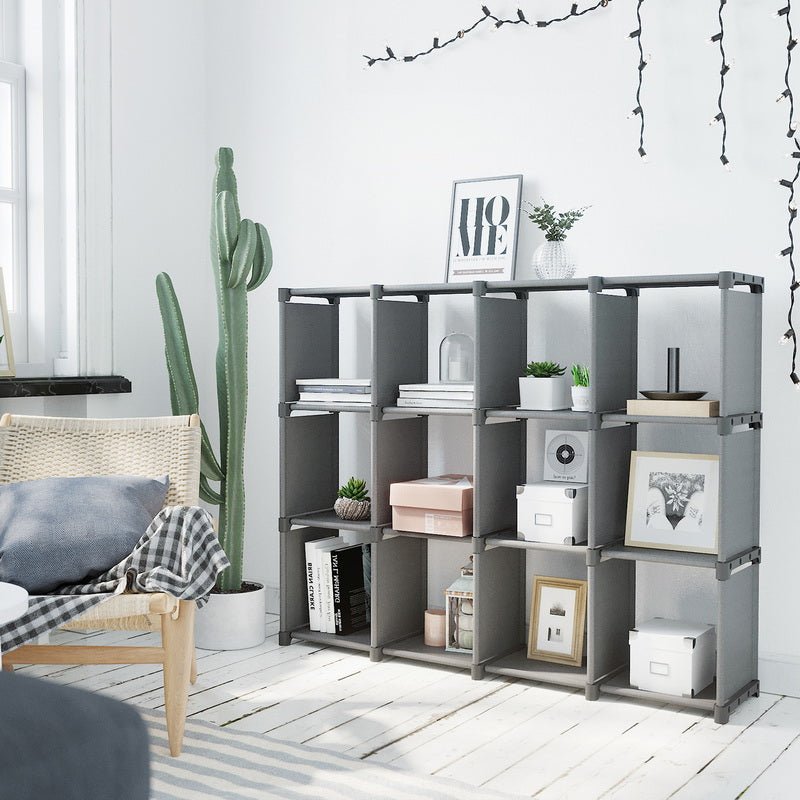 Kubskåp - Rymligt förvaringsskåp med 12 fack - Grå