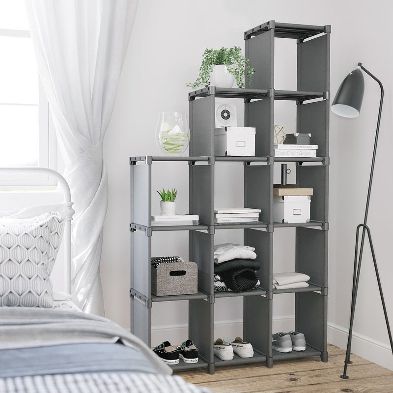 Kubskåp - Rymligt förvaringsskåp med 12 fack - Grå