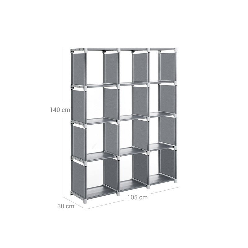 Kubskåp - Rymligt förvaringsskåp med 12 fack - Grå