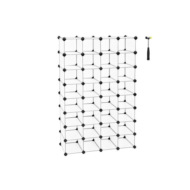 Skoställ – 32 fack – Transparent design – Halvtransparent vit