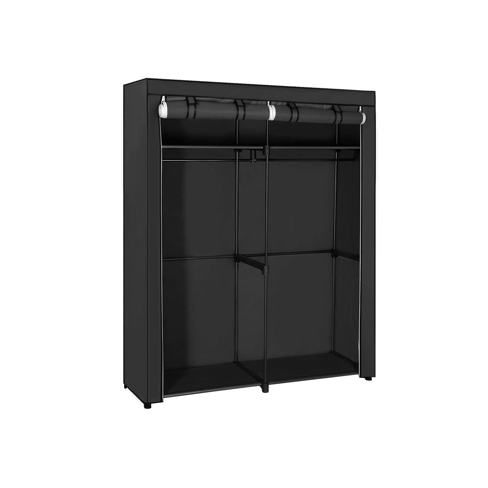 Garderob - tygfodral med 2 stavar - 140 x 43 x 174 cm - svart
