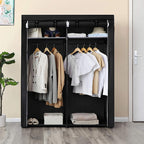 Garderob - tygfodral med 2 stavar - 140 x 43 x 174 cm - svart