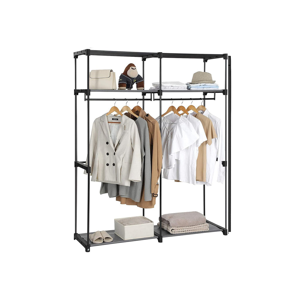 Garderob - tygfodral med 2 stavar - 140 x 43 x 174 cm - svart