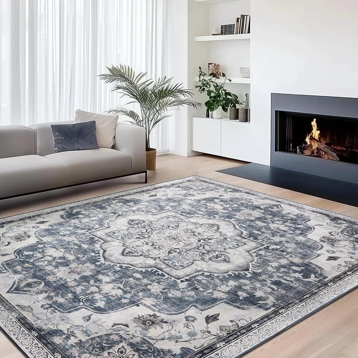 Vloerkleed - Wasbaar en Antislip - Duifgrijs - 120 x 170 cm