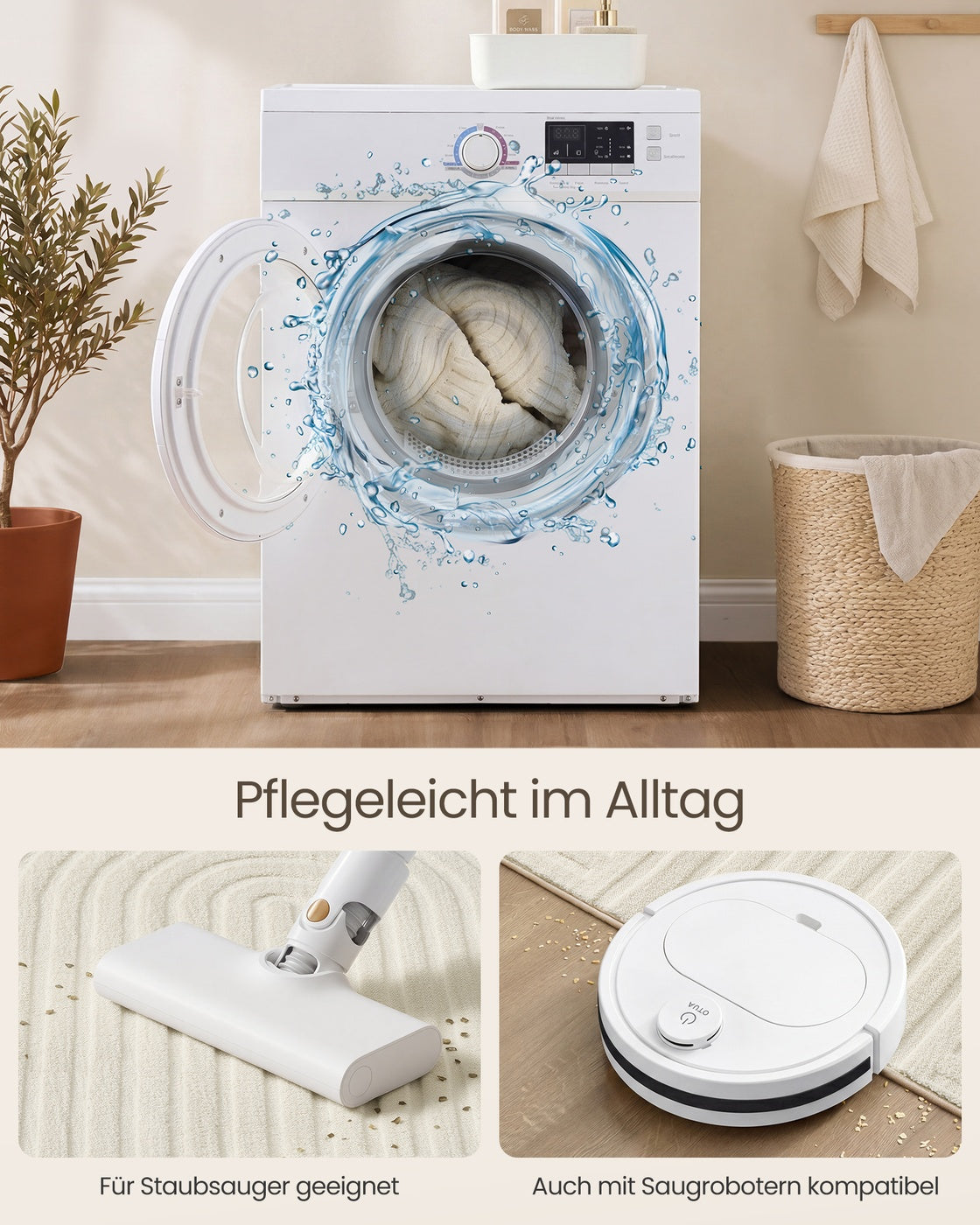 Vloerkleed - 150 x 80 cm - 3D Geometrisch Patroon - Wasbaar - Crèmewit
