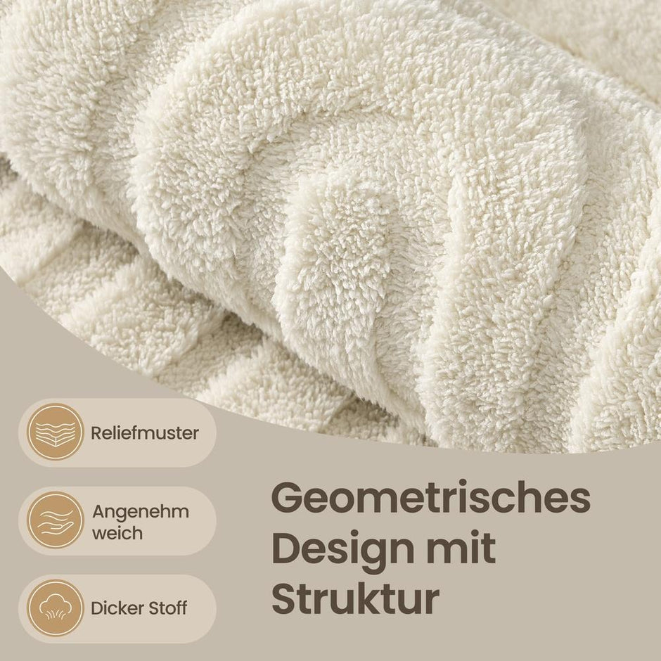 Vloerkleed - 290 x 200 cm - 3D Geometrisch Patroon - Wasbaar - Crèmewit