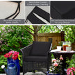 Trädgårdsmöbeldynor: – Sittdyna + Ryggdyna Svarta trädgårdsstolsdynor – 60 x 60 x 15 cm 60 x 40 x 20 cm – Svart