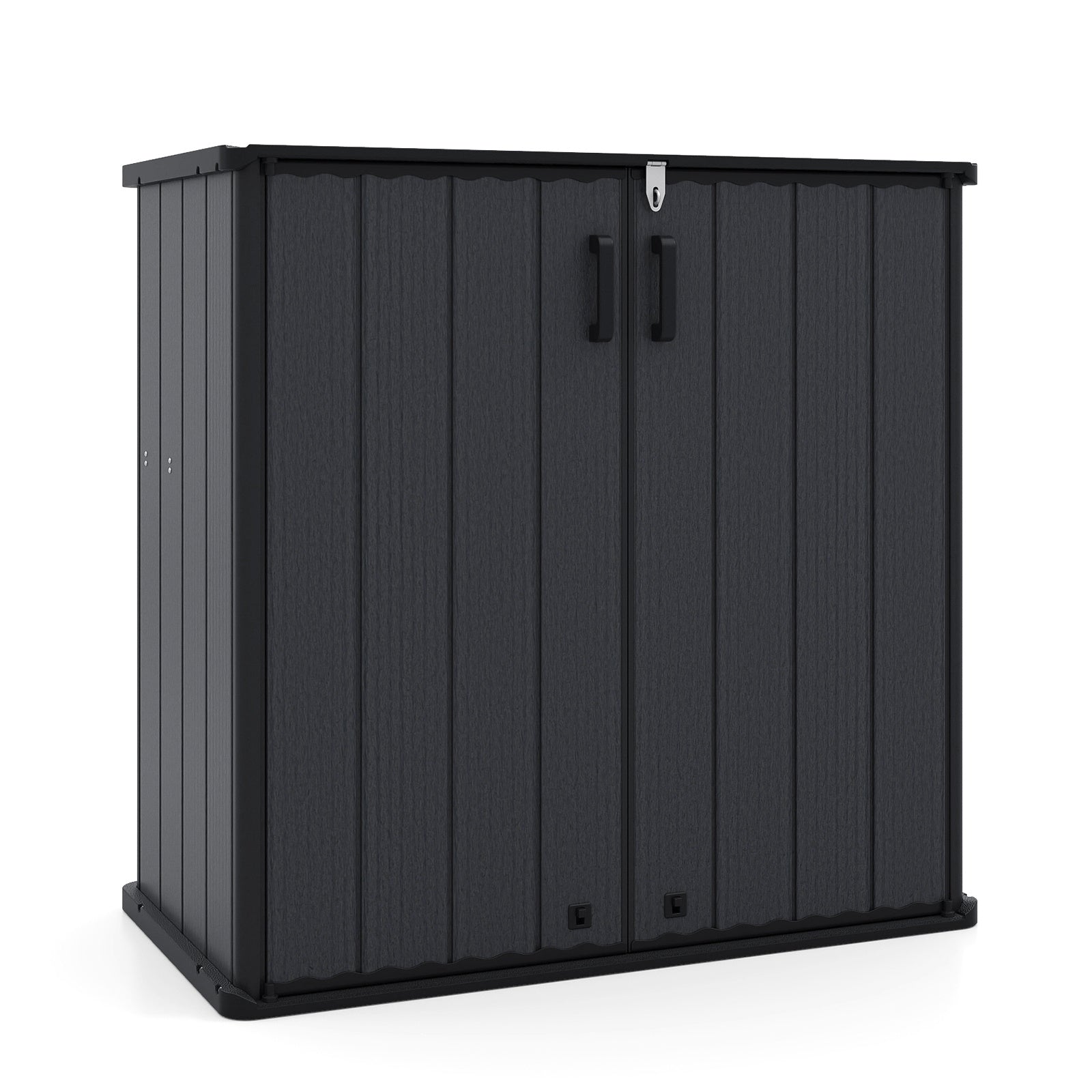 Trädgårdsskåp – förvaringslåda väderbeständig med låsbara dubbeldörrar – 120 x 65 x 117 cm
