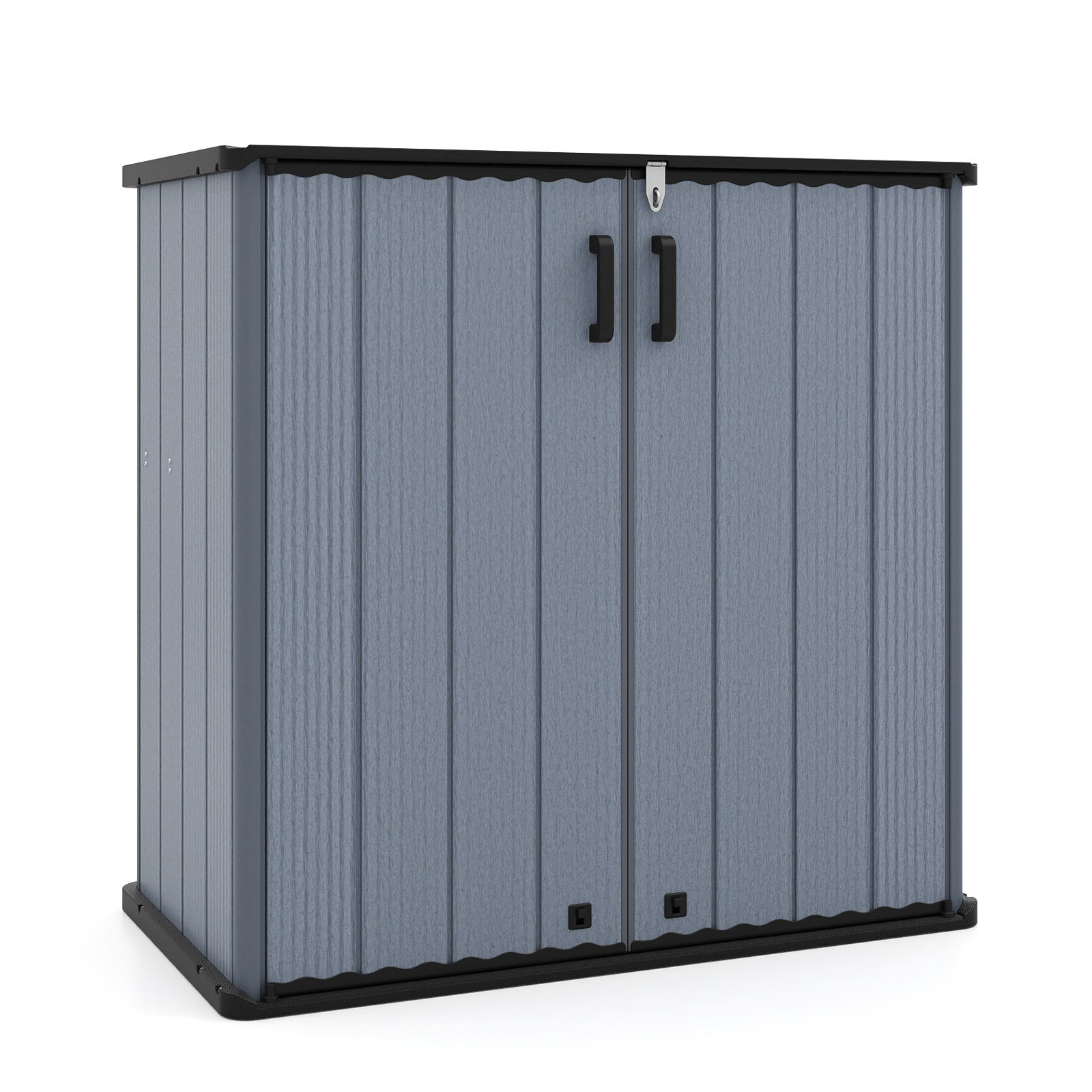 Trädgårdsskåp, – väderbeständig förvaringslåda med låsbar dubbeldörr, – 120 x 65 x 117 cm