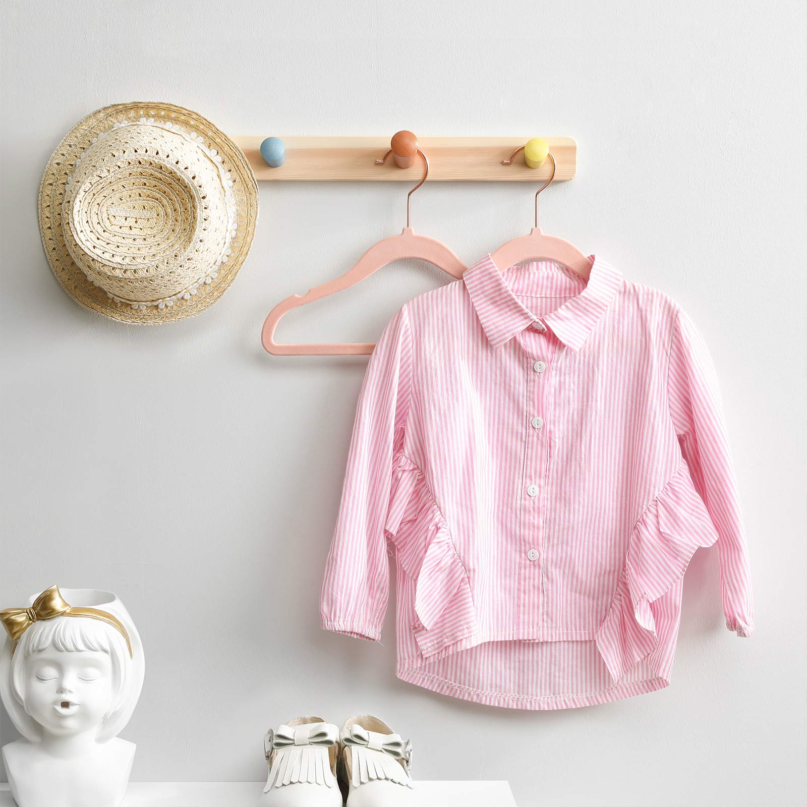 Barnkläderhängare - Velvet - Anti -Lip - Rosé Gold - Set of 50