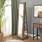 Smyckeskåp - spegelskåp - 360 ° roterbar - låsbar - med spegel - brun