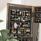 Smyckeskåp - spegelskåp - 360 ° roterbar - låsbar - med spegel - brun