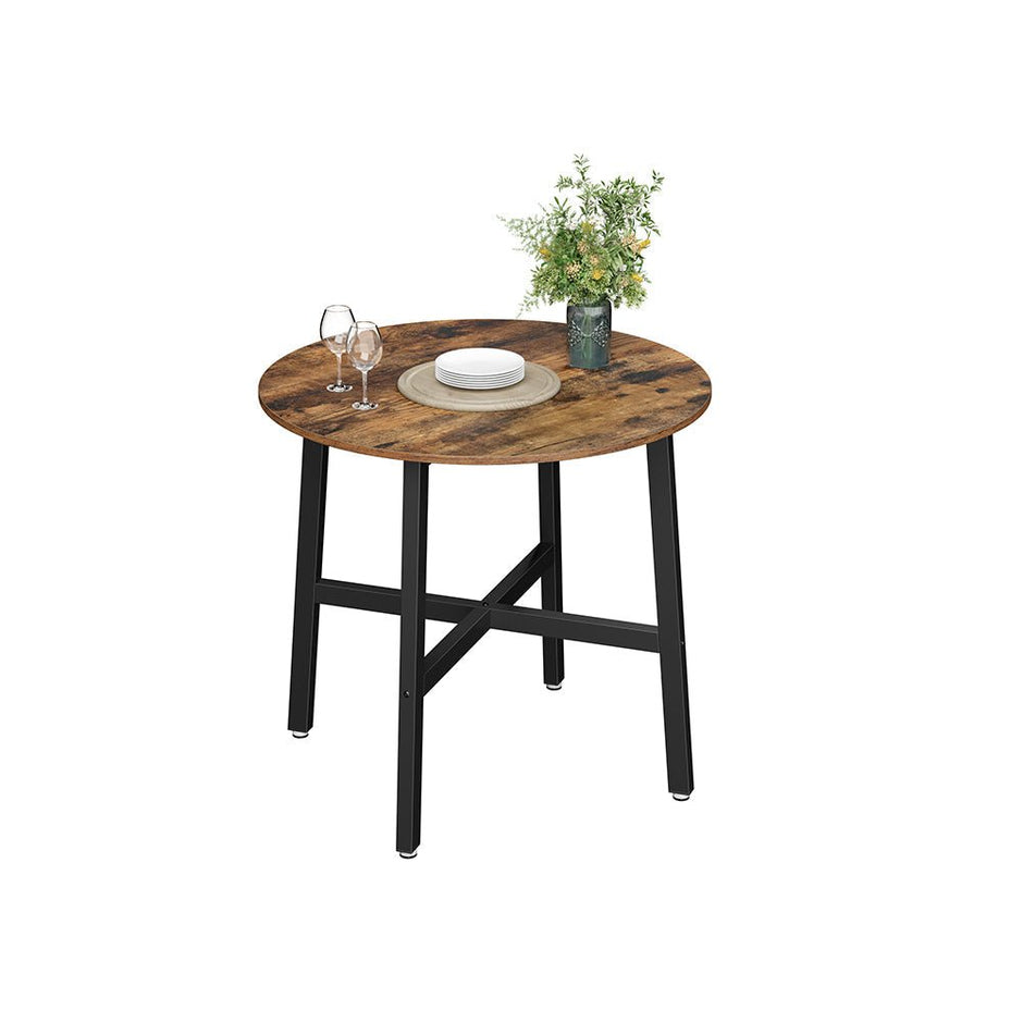 Runt matbord – Industriell design – Vintage brun/svart