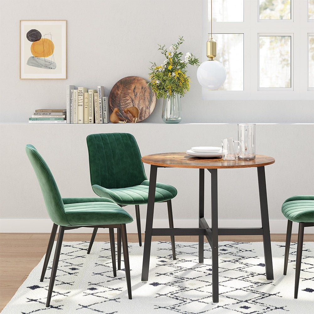 Runt matbord – Industriell design – Vintage brun/svart
