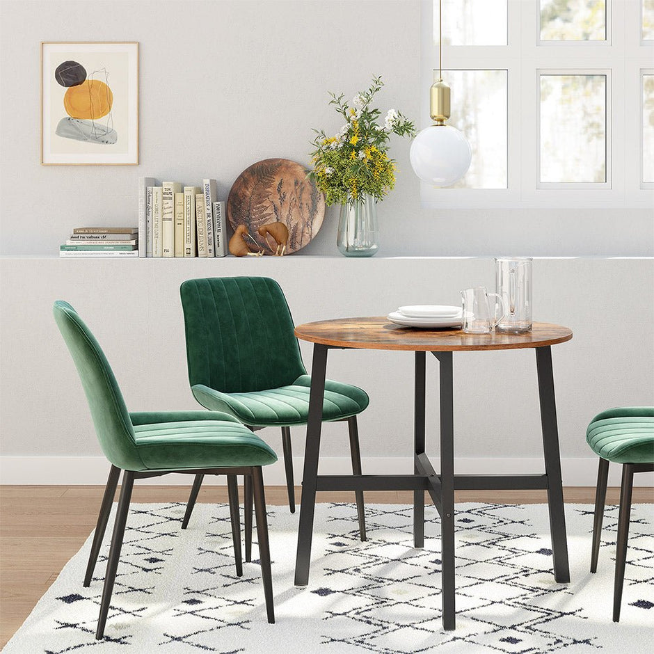 Runt matbord – Industriell design – Vintage brun/svart