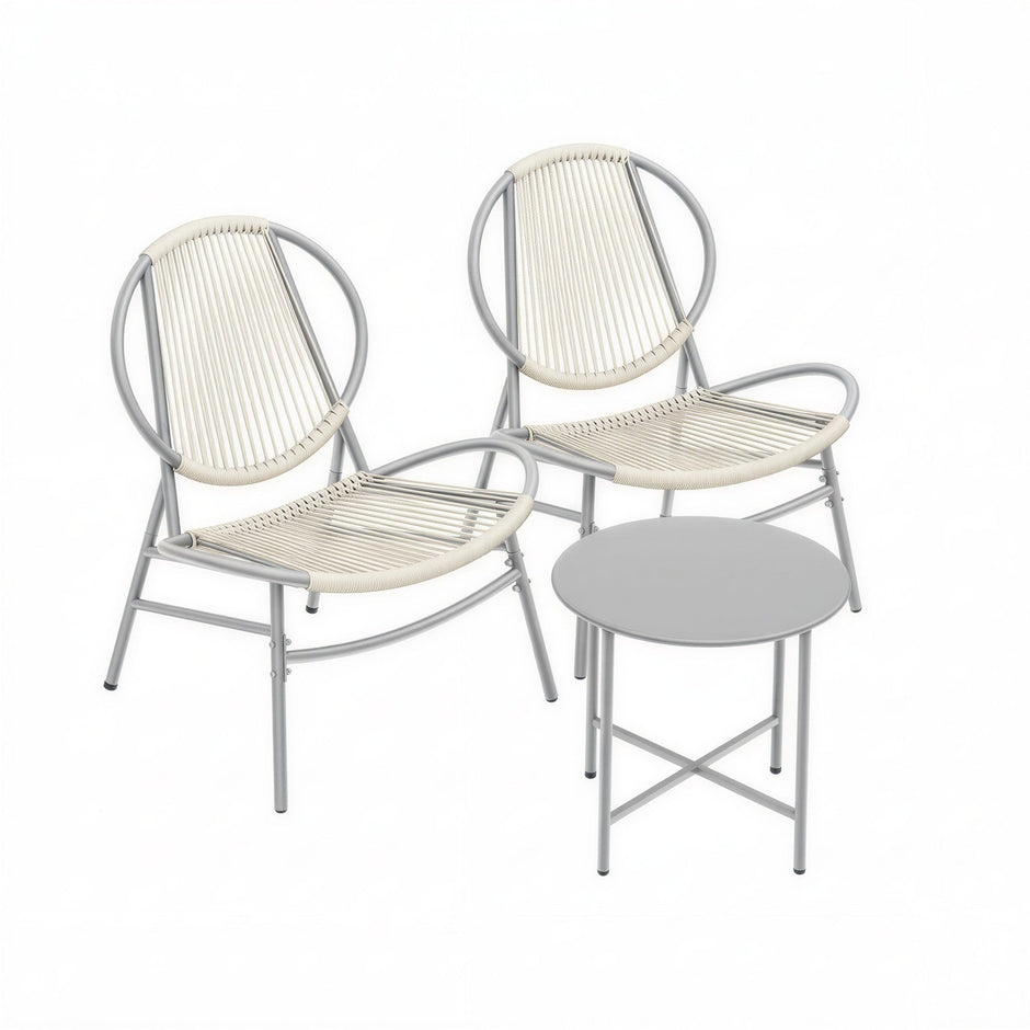 3-Piece Patio Bistro Furniture Set - PE and Steel
