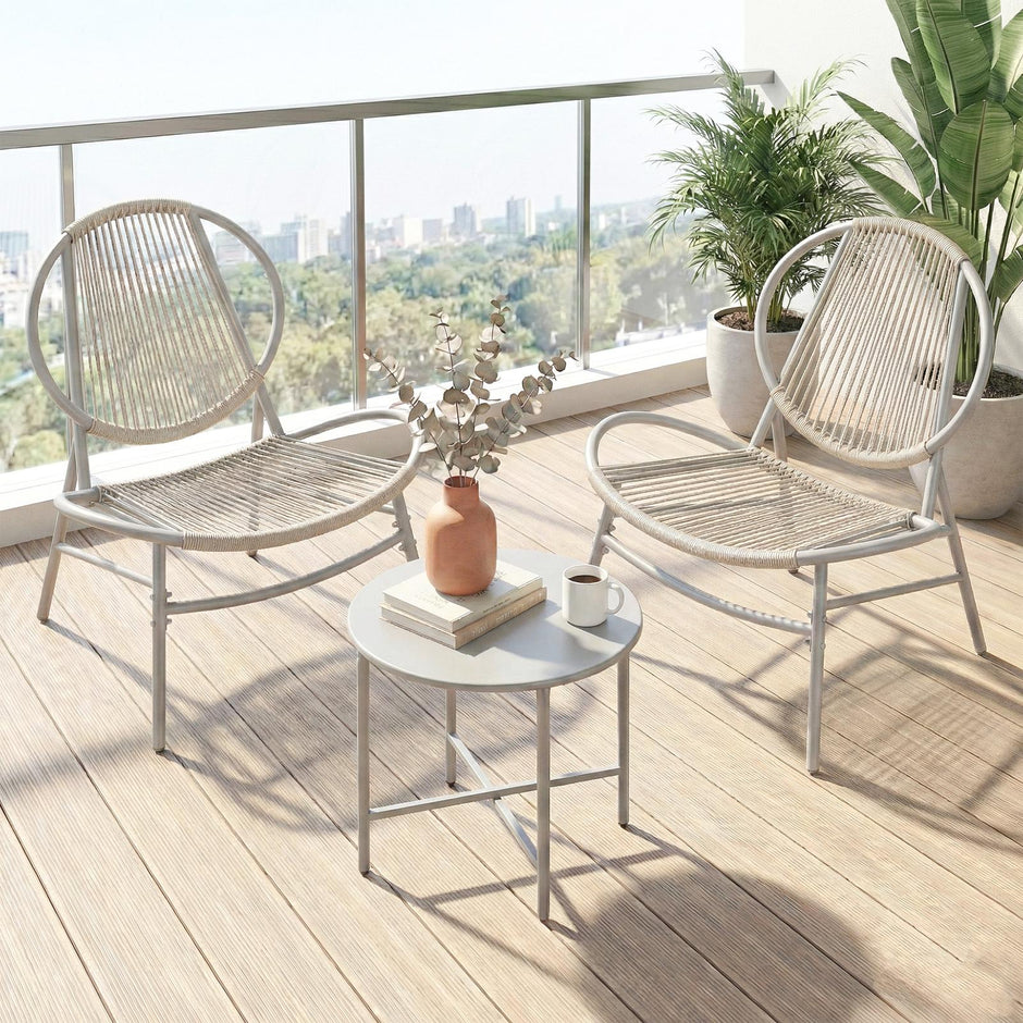 3-Piece Patio Bistro Furniture Set - PE and Steel