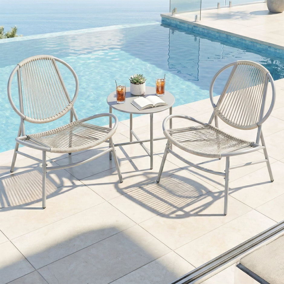 3-Piece Patio Bistro Furniture Set - PE and Steel