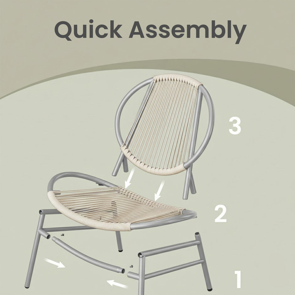 3-Piece Patio Bistro Furniture Set - PE and Steel
