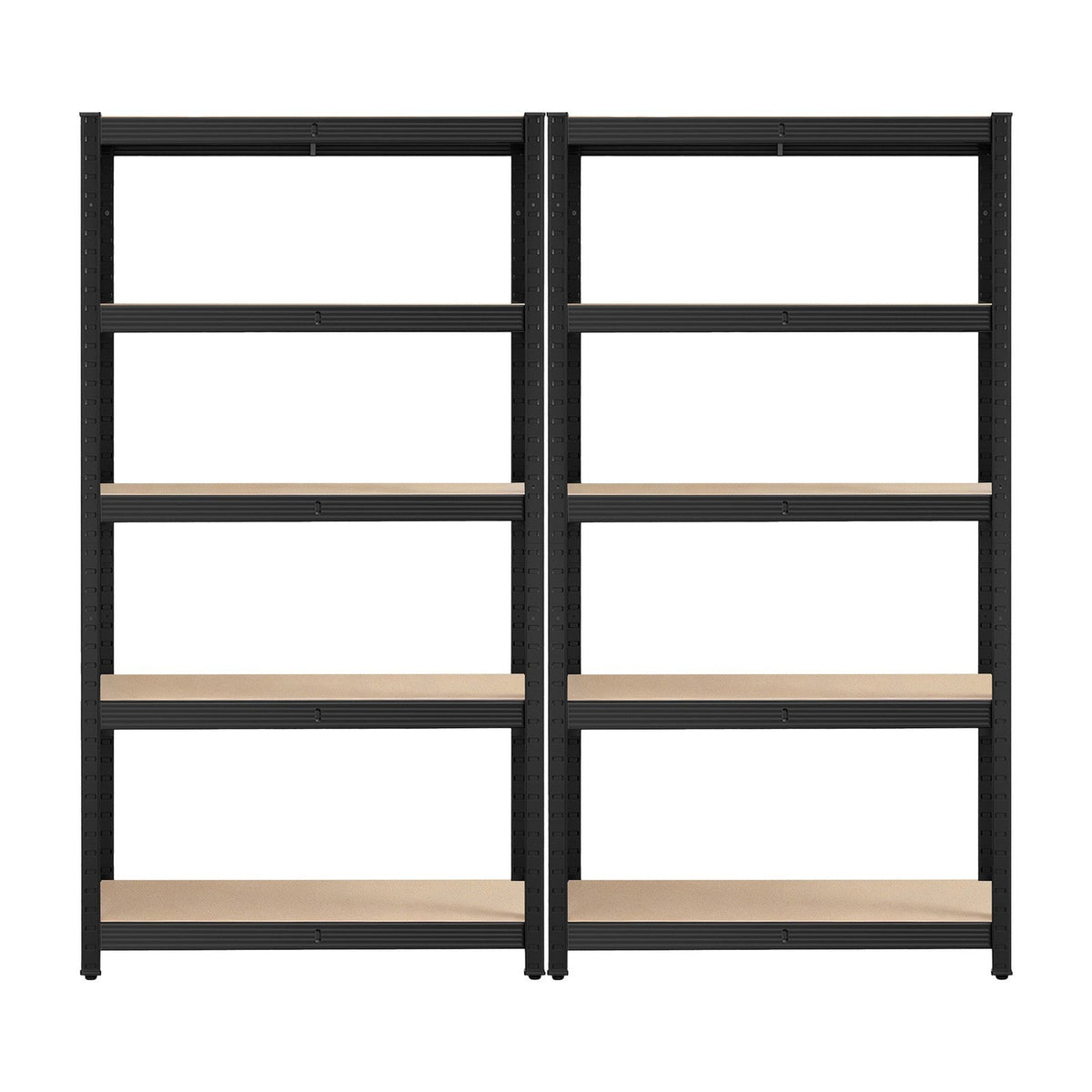 5-Tier Shelving Units Set of 2 - Power-Coated Steel Frame and MDF