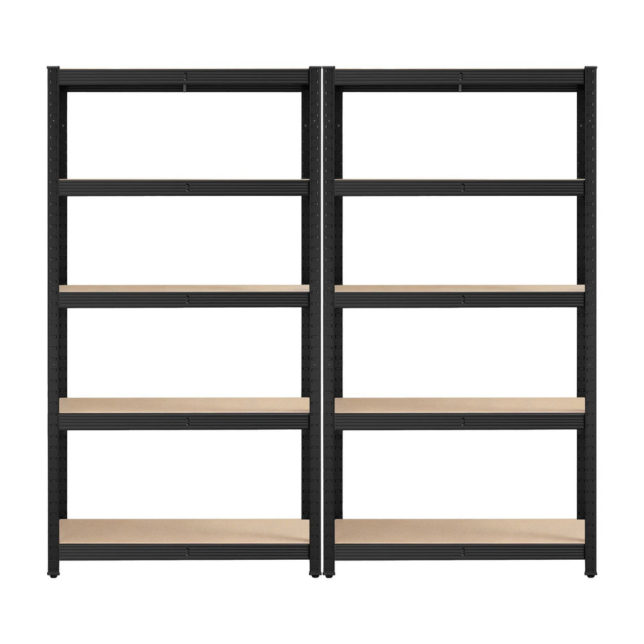 5-Tier Shelving Units Set of 2 - Power-Coated Steel Frame and MDF