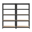 5-Tier Shelving Units Set of 2 - Power-Coated Steel Frame and MDF