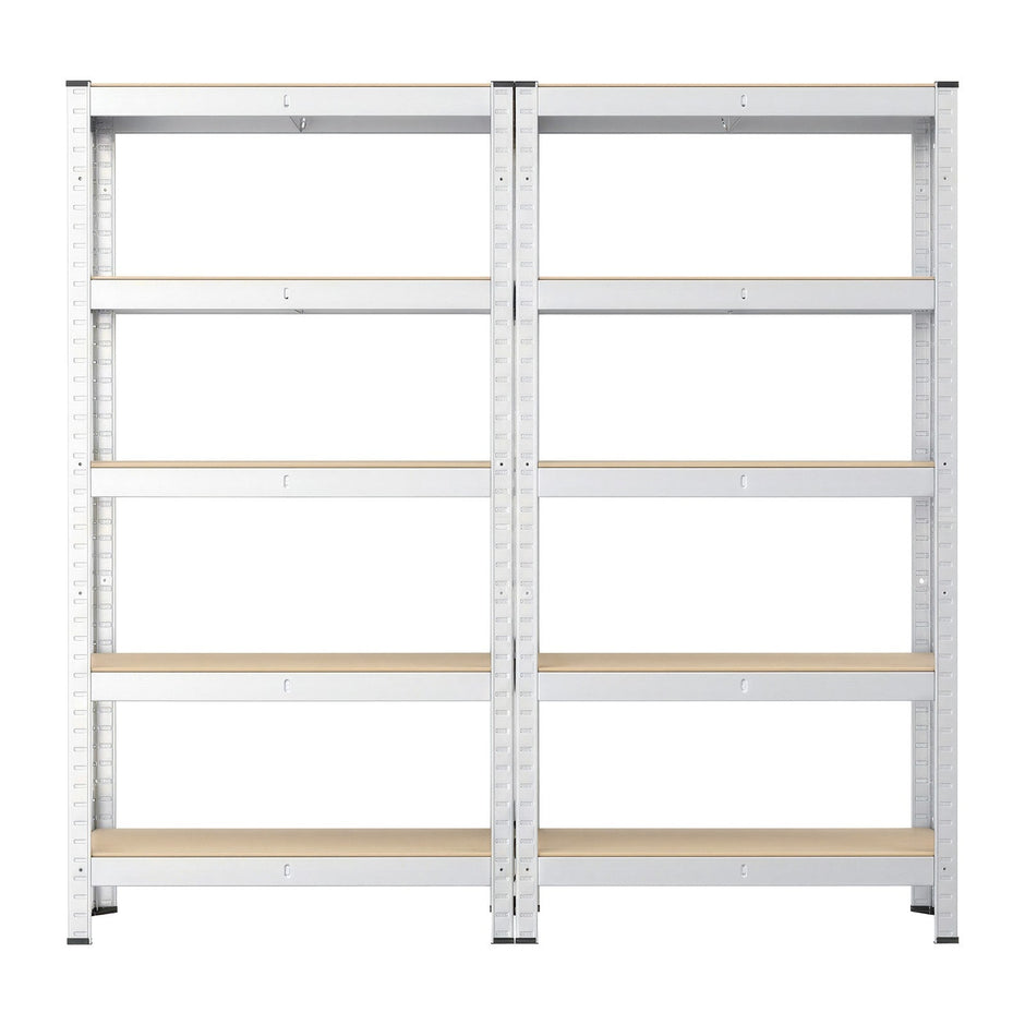 5-Tier Shelving Units Set of 2 - Power-Coated Steel Frame and MDF