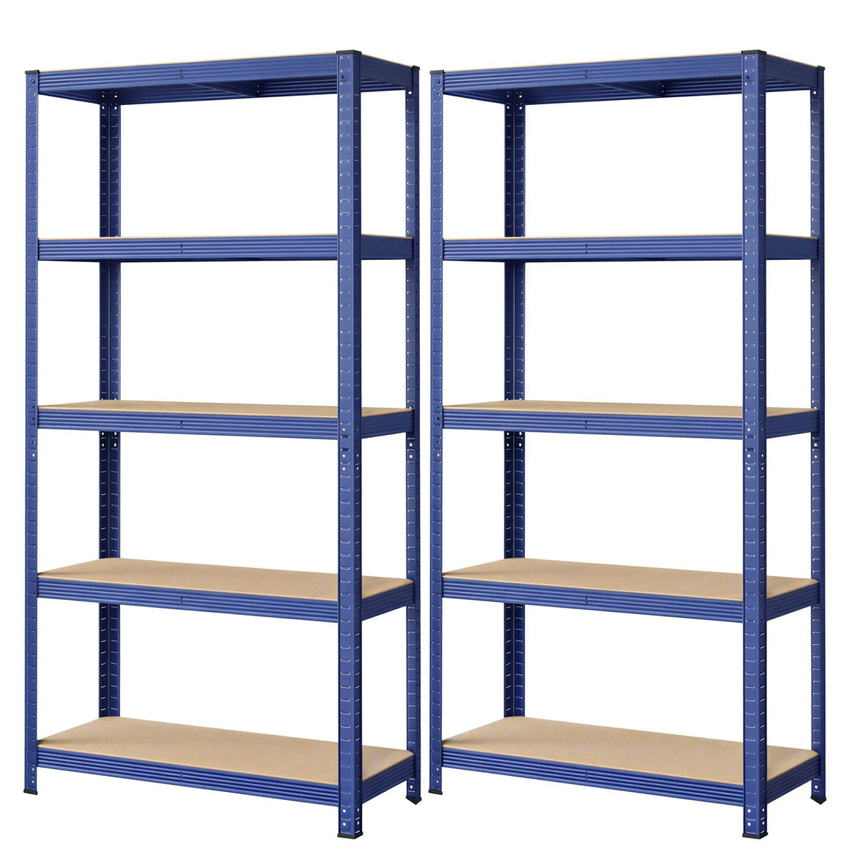 5-Tier Shelving Units Set of 2 - Power-Coated Steel Frame and MDF
